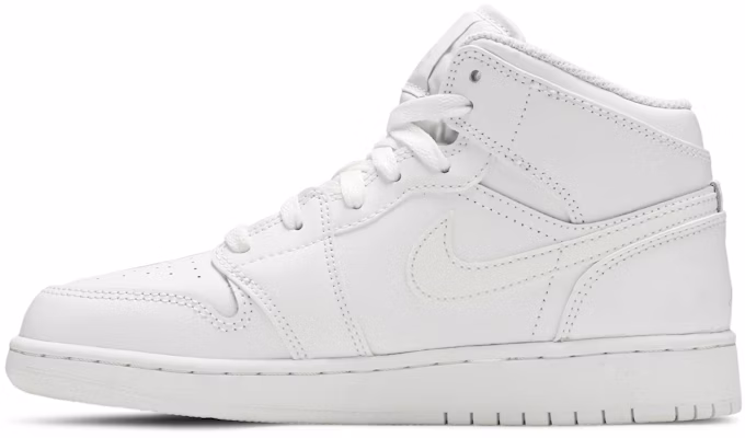 (Kanak-Kanak) Air Jordan 1 Retro Mid 'Putih Sepenuhnya' 554725-104 Lookbook (Kanak-Kanak) Air Jordan 1 Retro Mid 'Putih Sepenuhnya' 554725-104