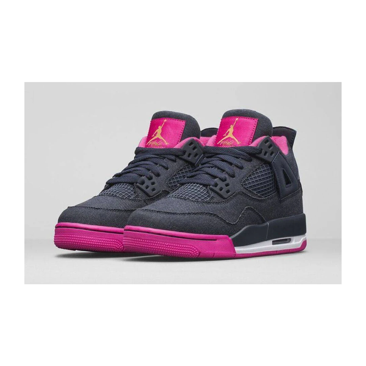 Denim Jordan Black And Pink AUTHENTIC‼️AIR JORDAN RETRO 4(GS