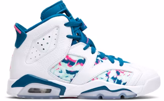 (Grade School) Air Jordan 6 Retro White Laser Fuchsia Green Abyss 543390-153 (Grade School) Air Jordan 6 Retro White Laser Fuchsia Green Abyss 543390-153