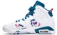 (Kanak-Kanak) Air Jordan 6 Retro Laser Putih Fuchsia Hijau Abyss 543390-153