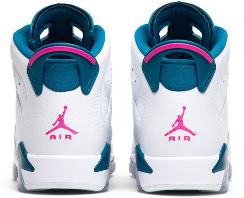 (Grade School) Air Jordan 6 Retro White Laser Fuchsia Green Abyss 543390-153 Details for (Grade School) Air Jordan 6 Retro White Laser Fuchsia Green Abyss 543390-153