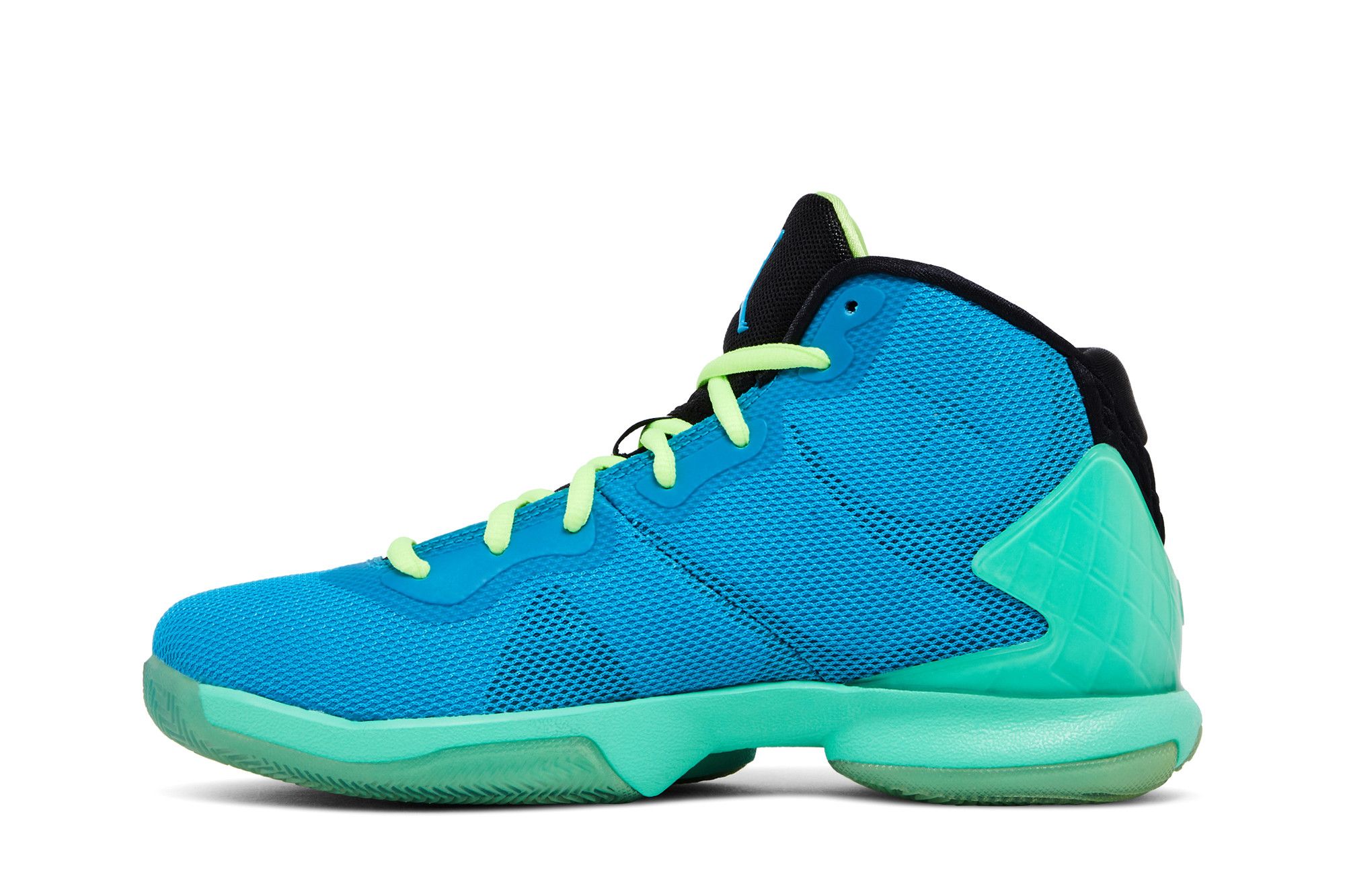 Lookbook (Grade School) Air Jordan Super.Fly 4 BG ''Blu Lagoon Green Glow'' 768930-404