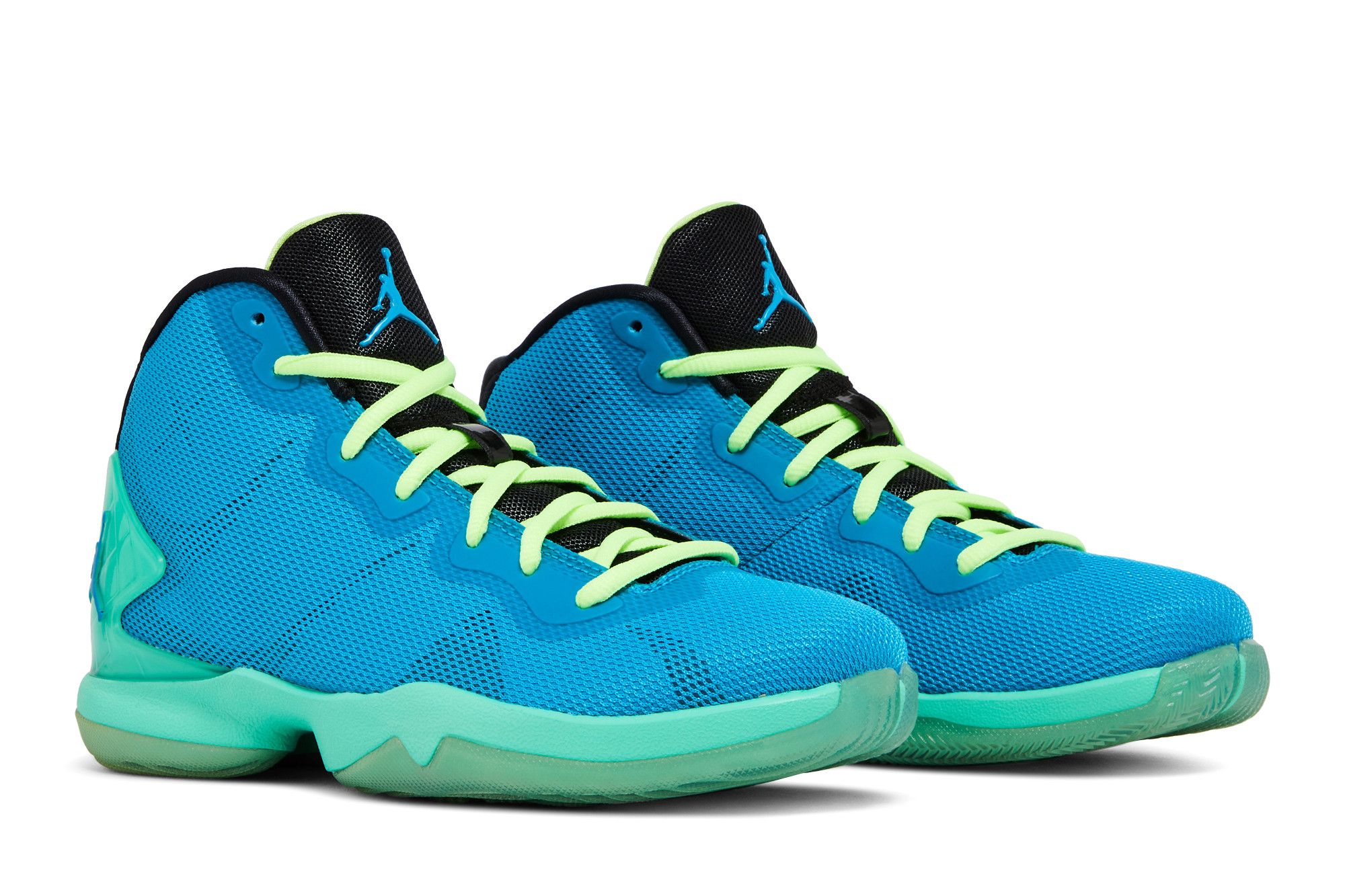 Cheap (Grade School) Air Jordan Super.Fly 4 BG ''Blu Lagoon Green Glow'' 768930-404