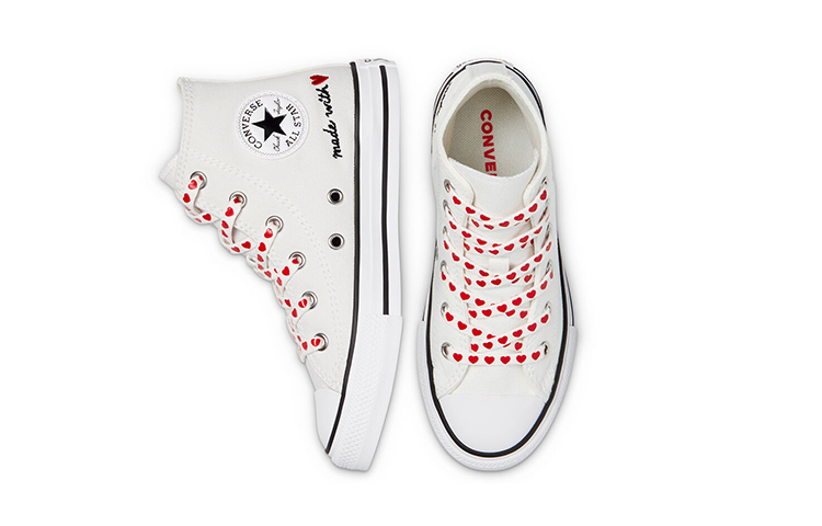 Purchase (小学) 匡威Chuck Taylor All Star高帮 '情人节 - 白色' 671125C