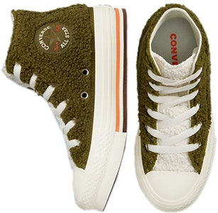 (Grade School)Converse Chuck Taylor All Star Sherpa EVA 厚底高筒運動鞋「Dark Moss Bold Mandarin」673198C Shop (Grade School)Converse Chuck Taylor All Star Sherpa EVA 厚底高筒運動鞋「Dark Moss Bold Mandarin」673198C
