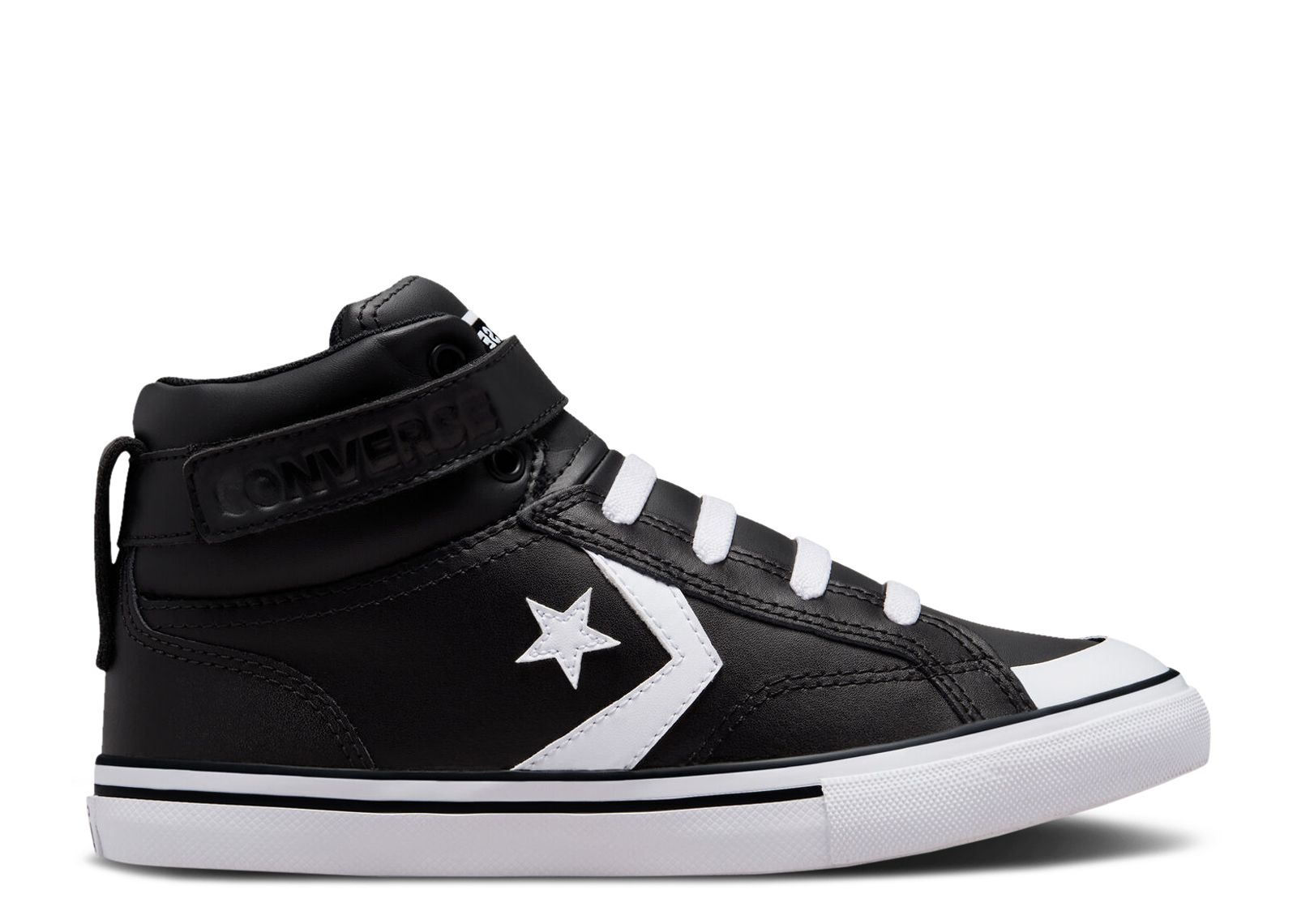 (Grade School) Converse Pro Blaze Strap Leather High 'Black White' A01072C