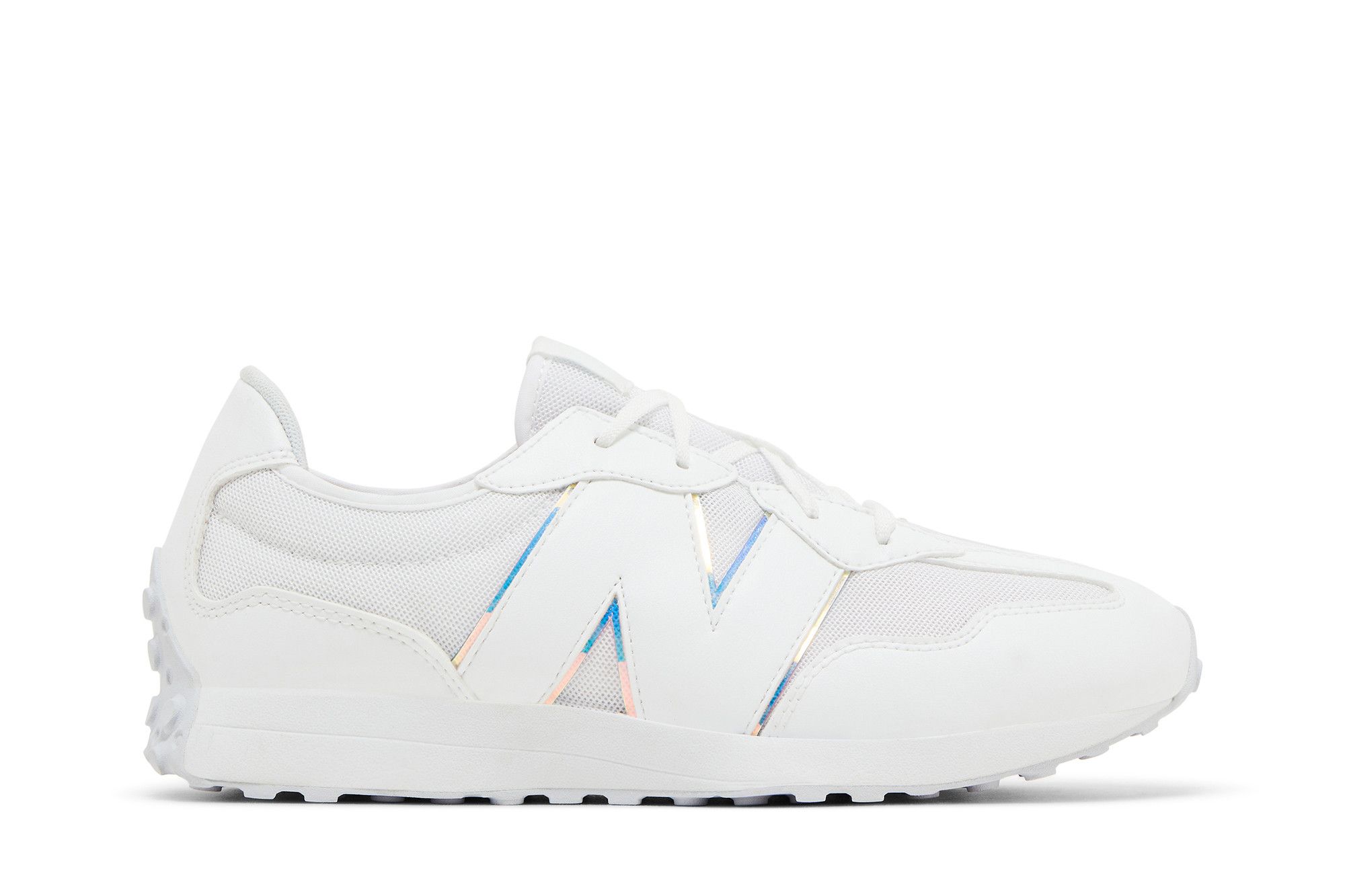 Buy GS ニューバランス327 白/グレー/iridescent (NB327 白/灰/虹色) GS327WHT