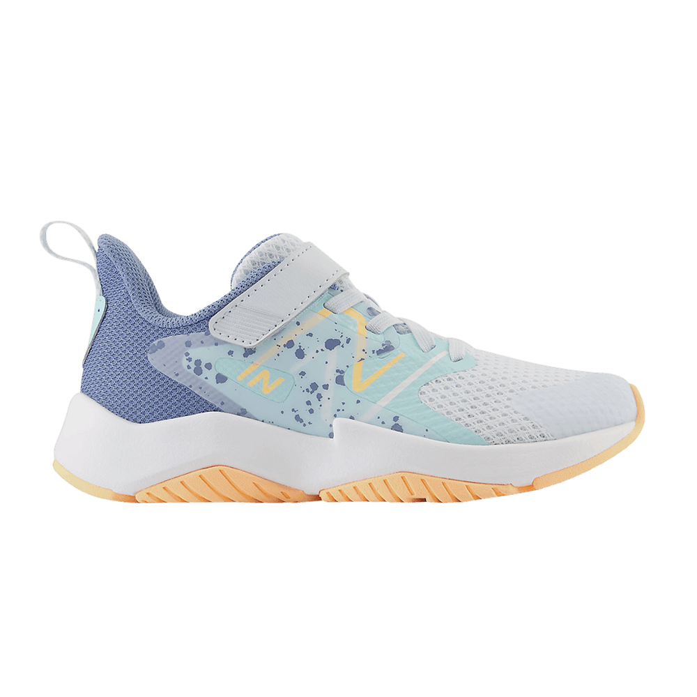 (GS) NB Rave Run v2 Bungee Lace Top Strap Big Kid X-Wide 'Ice Blue Solar Flare'