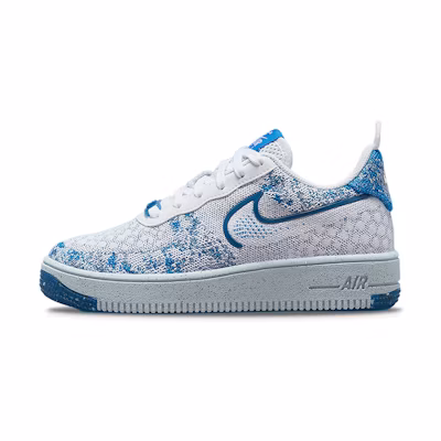 (GS) Nike Air Force 1 Crater Flyknit 'White Dark Marina Blue'
