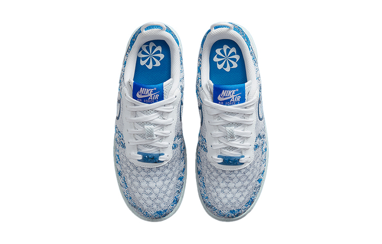 Shop (大童款) 耐克 Air Force 1 Crater Flyknit '白色深蓝色' DM1060-100
