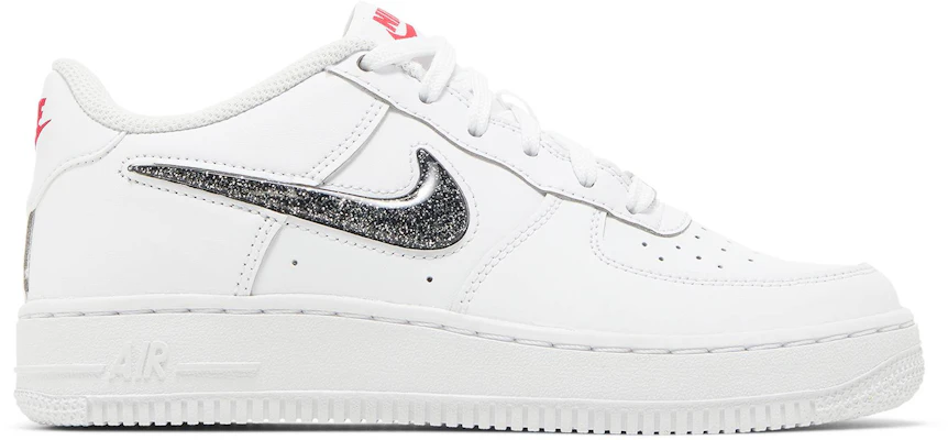 Grade School Nike Air Force 1 Low LV8 White Metallic Silver