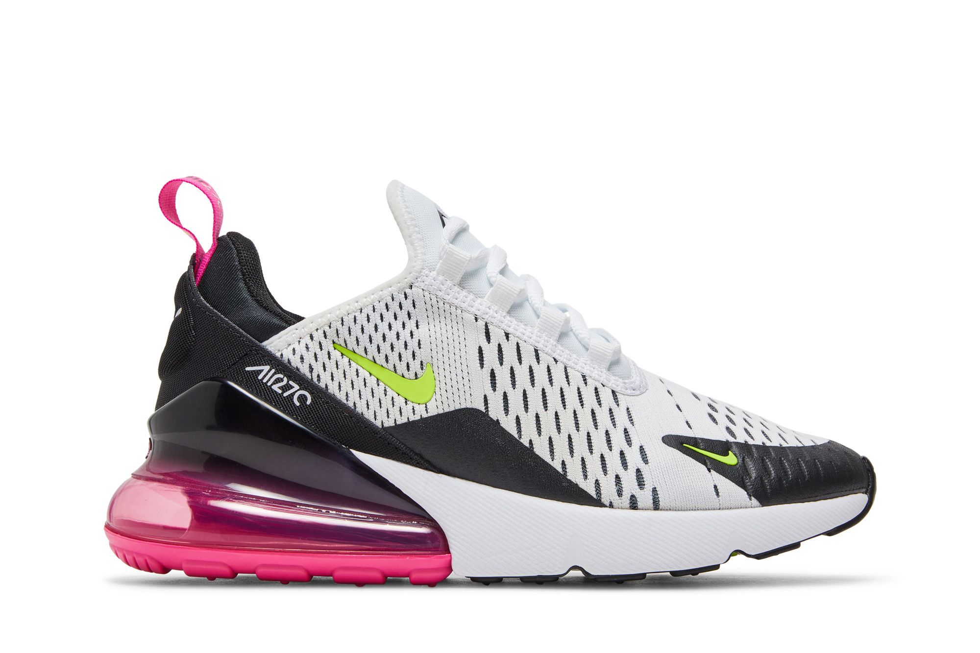 (Grade School) Nike Air Max 270 White Black Laser Fuchsia Volt 943345-102