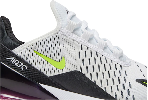 (Per Ragazzi) Nike Air Max 270 Bianco Nero Laser Fucsia Volt 943345-102 Order (Per Ragazzi) Nike Air Max 270 Bianco Nero Laser Fucsia Volt 943345-102