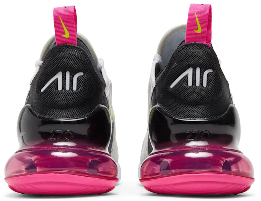 (Per Ragazzi) Nike Air Max 270 Bianco Nero Laser Fucsia Volt 943345-102 Details for (Per Ragazzi) Nike Air Max 270 Bianco Nero Laser Fucsia Volt 943345-102