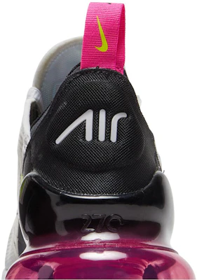 (Per Ragazzi) Nike Air Max 270 Bianco Nero Laser Fucsia Volt 943345-102 Sizing (Per Ragazzi) Nike Air Max 270 Bianco Nero Laser Fucsia Volt 943345-102