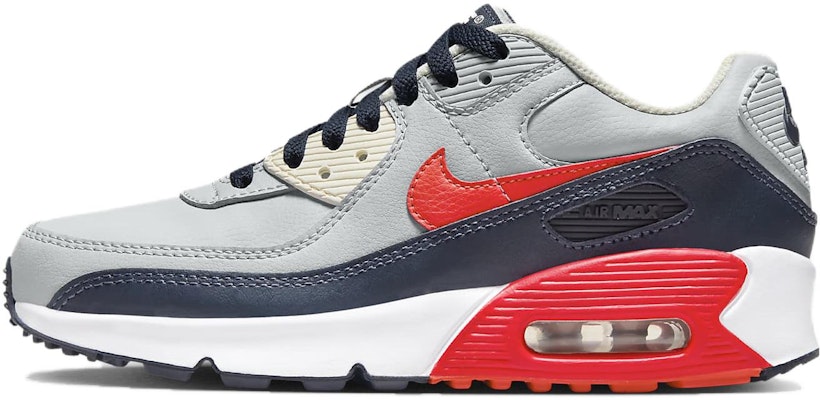 (小童款) Nike Air Max 90 皮革鞋 '浅烟灰亮深红' CD6864-021 Buy (小童款) Nike Air Max 90 皮革鞋 '浅烟灰亮深红' CD6864-021
