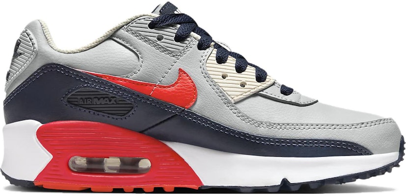 (小童款) Nike Air Max 90 皮革鞋 '浅烟灰亮深红' CD6864-021 Order (小童款) Nike Air Max 90 皮革鞋 '浅烟灰亮深红' CD6864-021