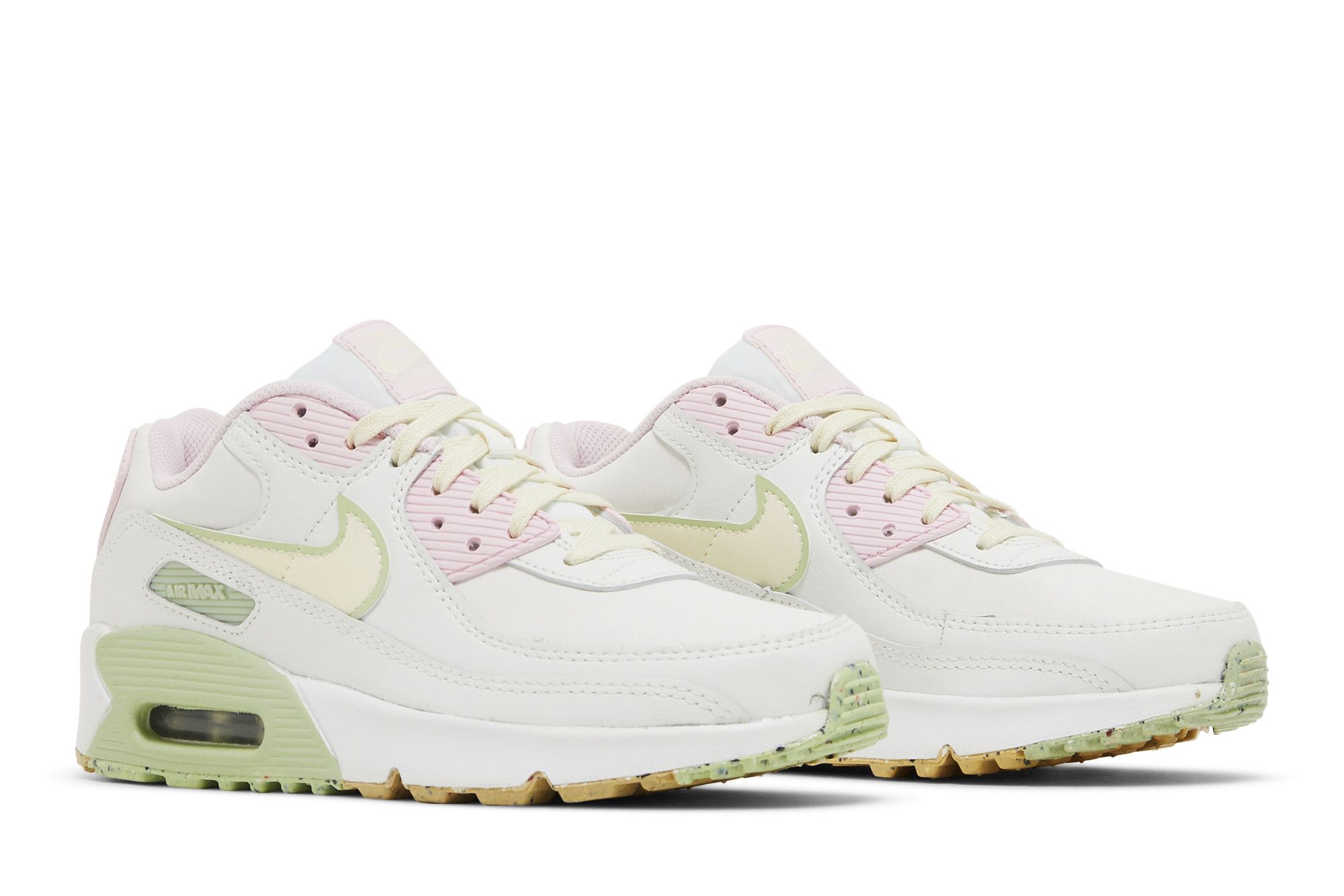 Cheap (Enfant) Nike Air Max 90 Cuir SE ''Blanc Rose Mousse Honeydew'' DQ0276-100
