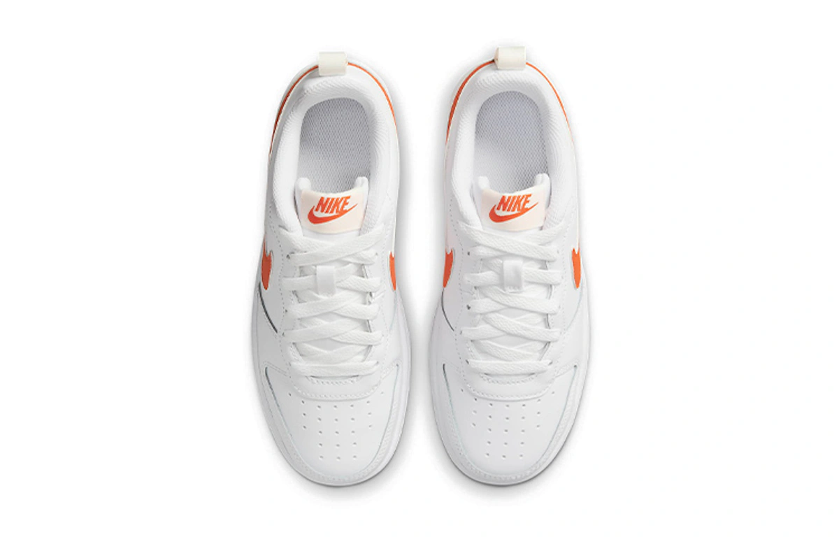 (Grade School) Nike Court Borough Low 2 'White Orange' BQ5448-114