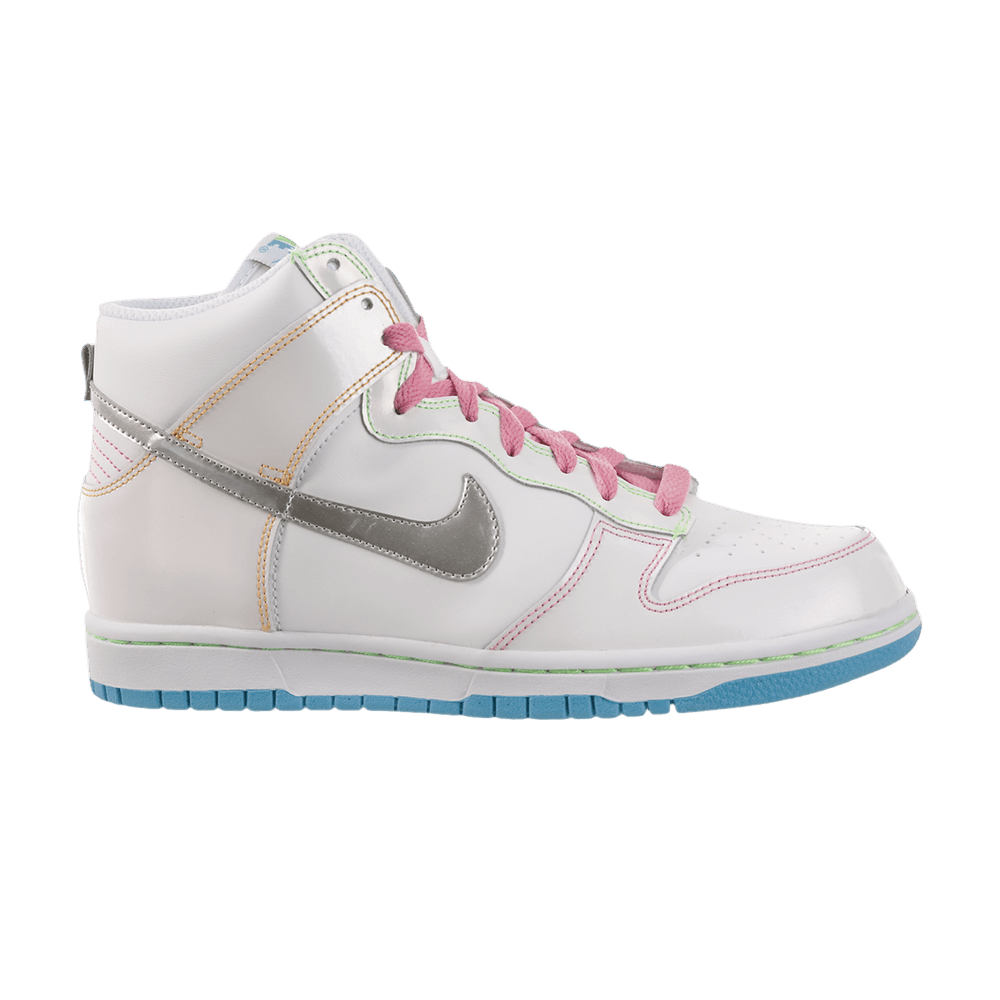 Buy 나이키 덩크 하이 '화이트 메탈릭 실버 핑크' (초등학생) 316604-104