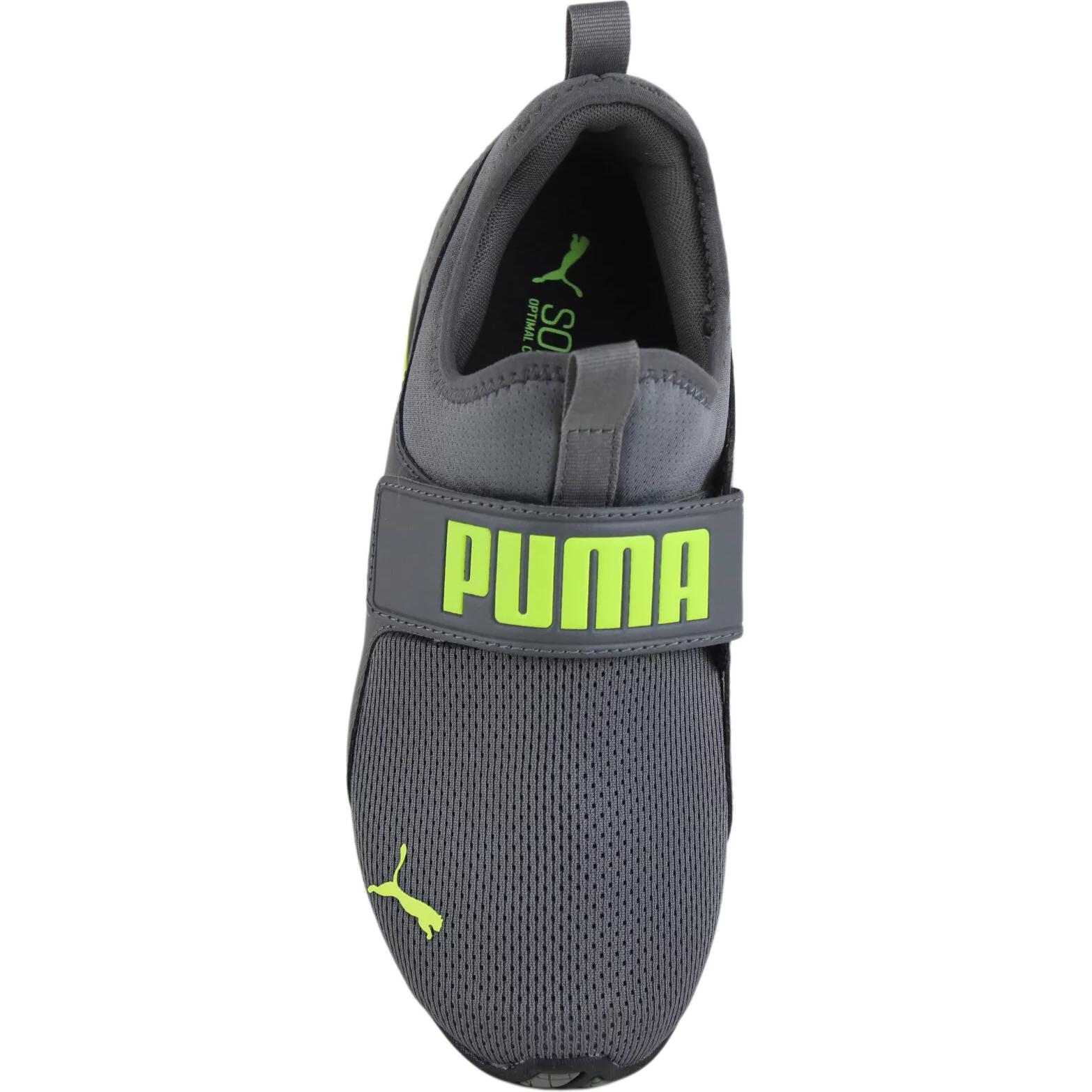 Shop (Pour Enfants) Puma Axelion Slip-On ''Gris Château Lime'' 376750-11