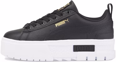 (Grade School) Puma Mayze Leather 'Black Team Gold' 384527-02 (Grade School) Puma Mayze Leather 'Black Team Gold' 384527-02