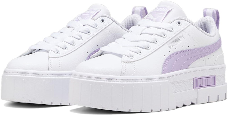 (Grade School) Puma Mayze Leather Big Kid 'White Vivid Violet' 384527-22 Lookbook (Grade School) Puma Mayze Leather Big Kid 'White Vivid Violet' 384527-22