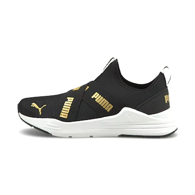 (GS) Puma Wired Run Slip-On Big Kid 'Black Team Gold'