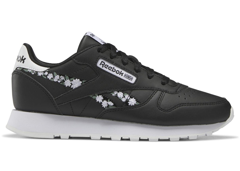 (Grade School) Reebok Classic Leather 'Flower Crowns - Black White' HP9525