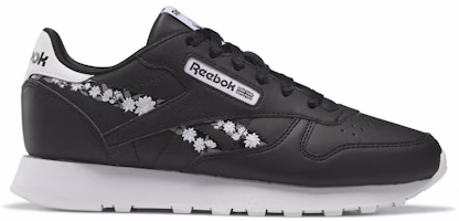 (Grade School) Reebok Classic Leather 'Flower Crowns - Black White' HP9525 (Grade School) Reebok Classic Leather 'Flower Crowns - Black White' HP9525