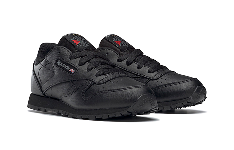 (GS) Reebok Classic Leather Little Kid 'Triple Black' 圖 3