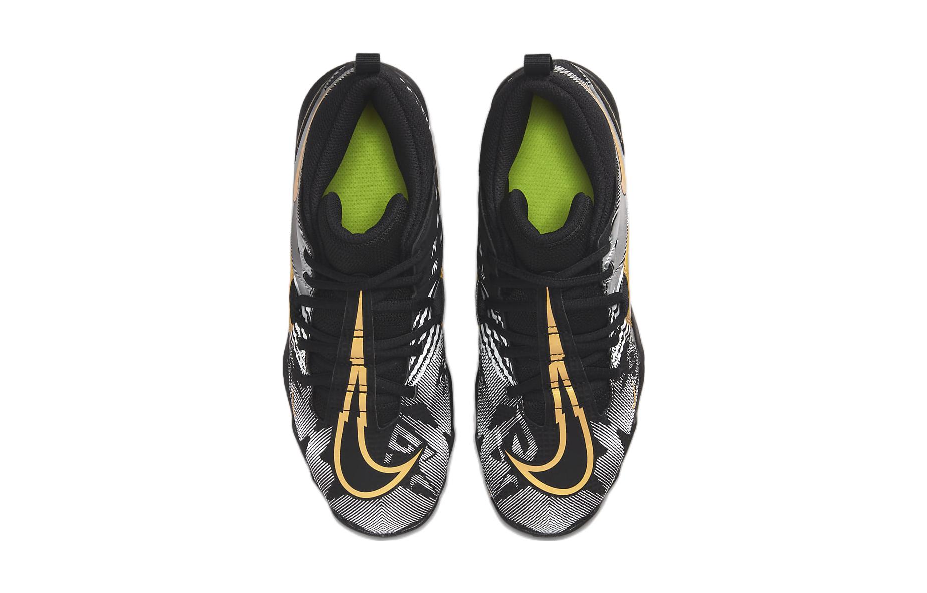 Shop (Grade School) Russell Wilson x Nike Alpha Menace 3 Shark ''Zwart Metaal Goud'' CV0585-071