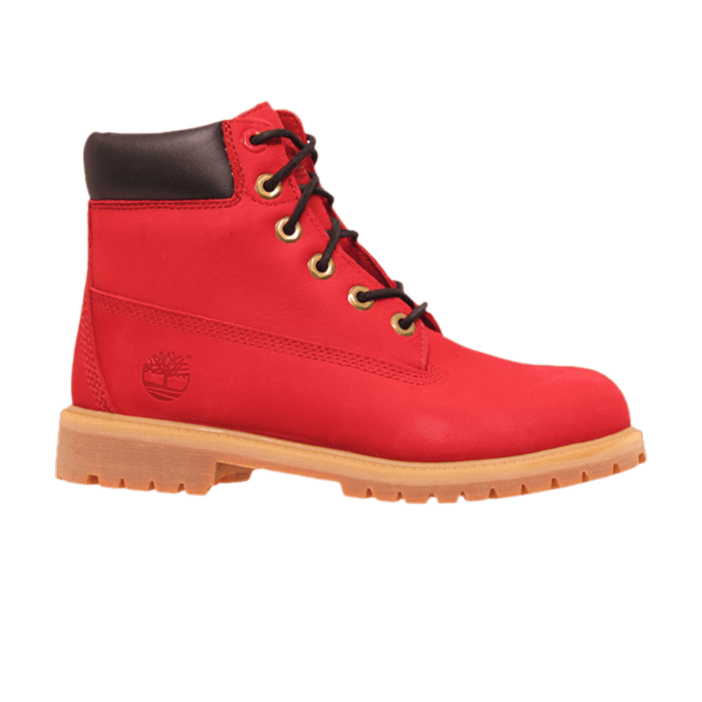 Buy (小学) Timberland 6英寸高端 Jr '红色'靴子 TB06598R