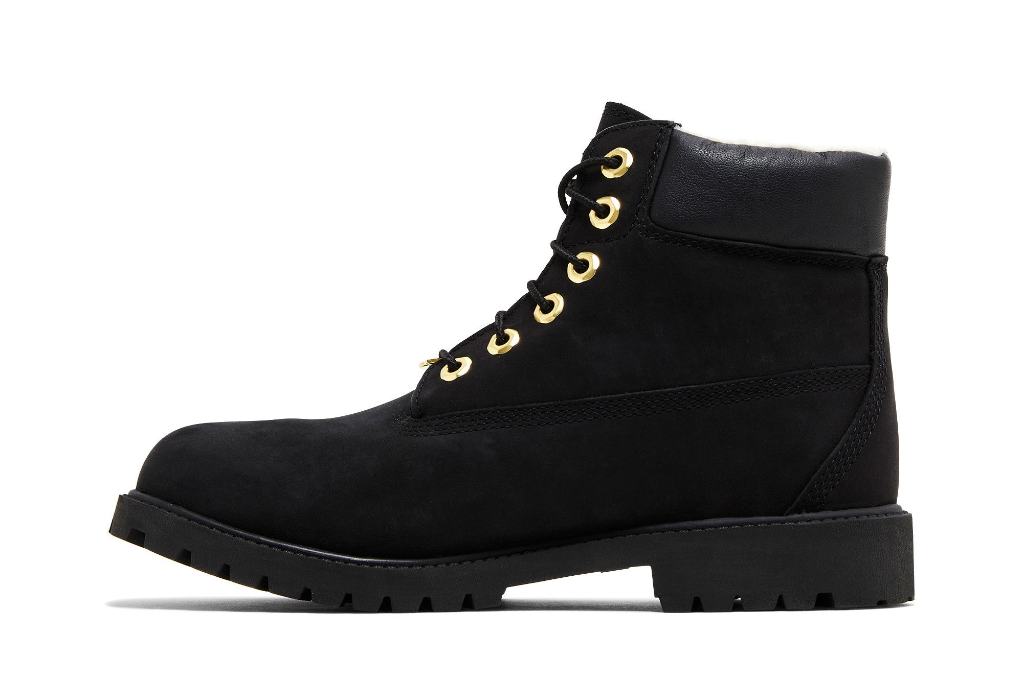 Lookbook (Grade School) Timberland 6 Inch Premium Shearling Waterproof Boot Junior 'Black Gold' TB0A433R-001