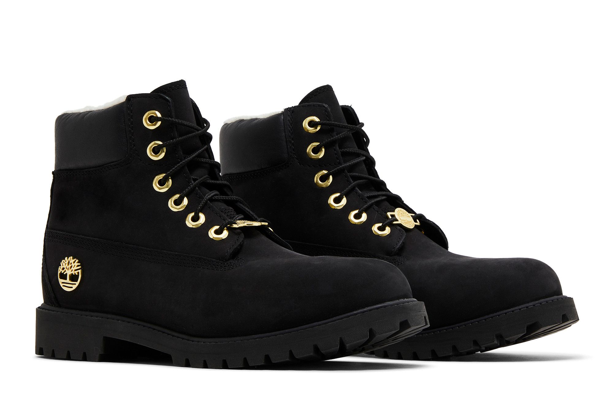 Cheap (Grade School) Timberland 6 Inch Premium Shearling Waterproof Boot Junior 'Black Gold' TB0A433R-001