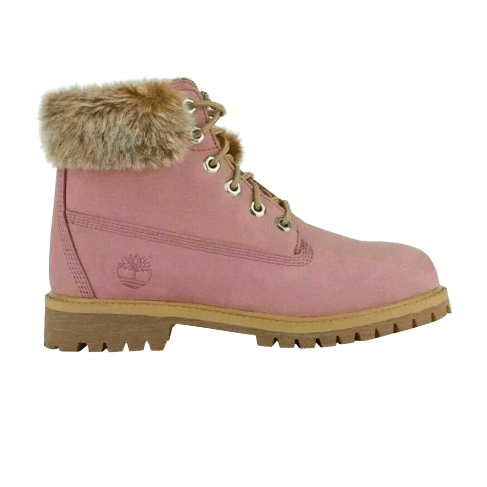 (Grade School) Timberland 6 Inch Premium Waterproof Boot Junior 'Faux Fur Trim - Medium Pink' TB0A1TU6-K28