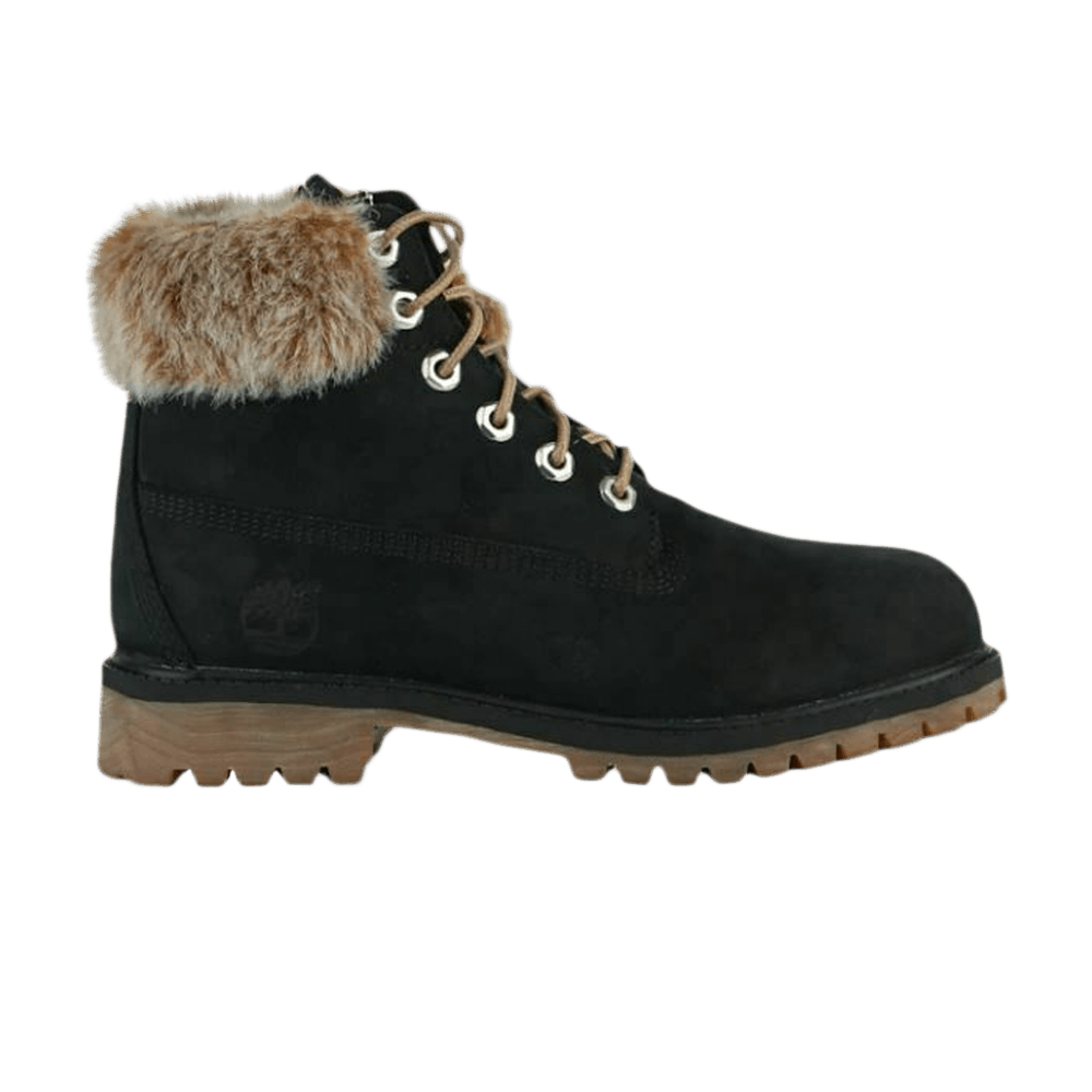 (Grade School) Timberland 6 Inch Premium Waterproof Boots Faux Fur Trim Junior 'Black' TB0A1TTY-001