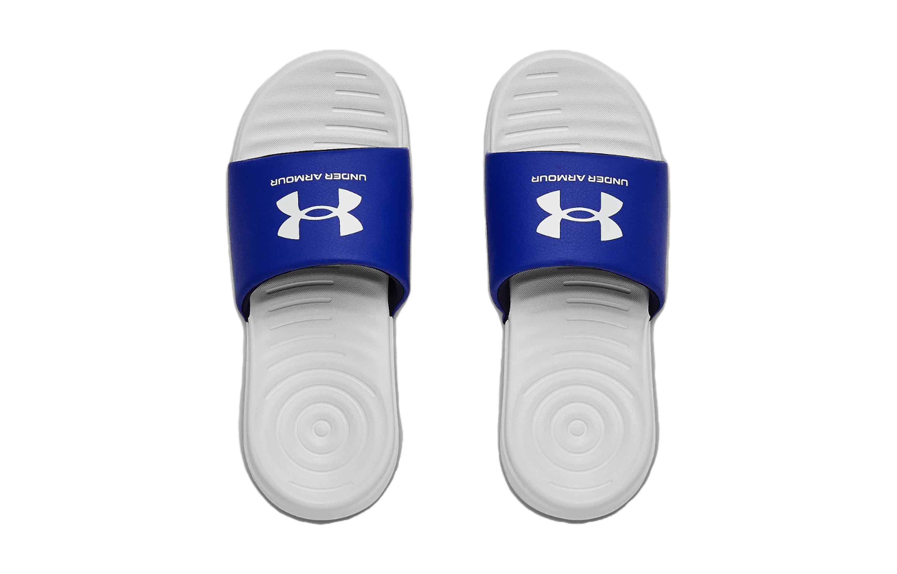 Shop (Grade School) Under Armour Ansa Fixed Slide ''Halo Grau Blau'' 3023789-105