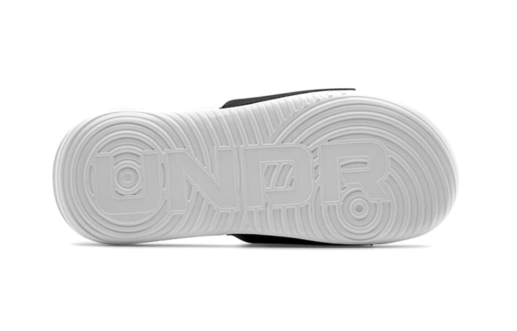 Shop （小學年級）Under Armour Ansa 固定式拖鞋 ‘白黑’ 3023789-103