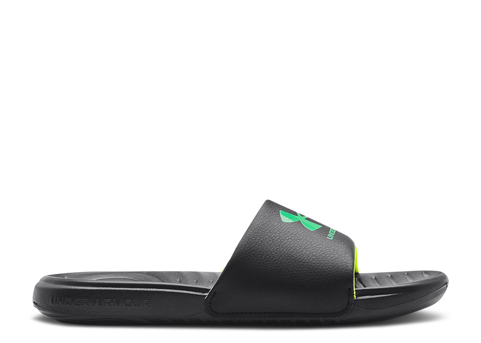 (Grade School) Under Armour Ansa Fixed Slides 'Black High-Vis Yellow' 3023789-006