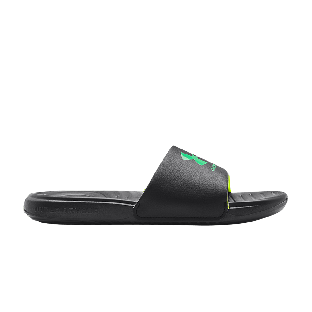 Buy 儿童款 Under Armour Ansa 固定拖鞋 '黑色高亮黄' 3023789-006