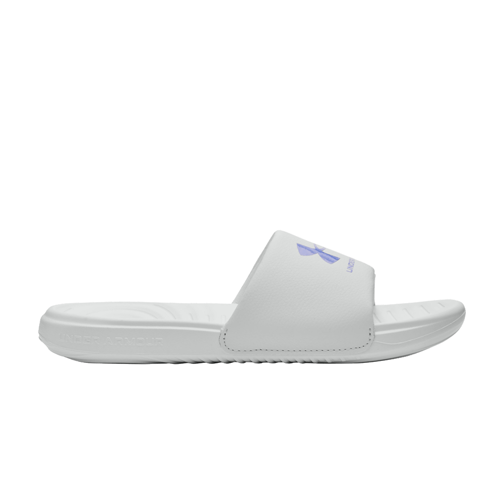 (Grade School) Under Armour Ansa Fixed Slides 'Grey Mist Baja Blue' 3023793-103