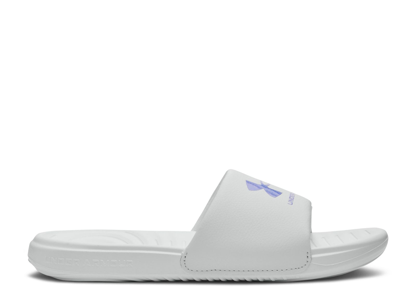 (Grade School) Under Armour Ansa Fixed Slides 'Grey Mist Baja Blue' 3023793-103