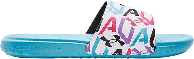 (Grade School) Under Armour Ansa Graphic Slide 'Fresco Blue White' 3024439-302 (Grade School) Under Armour Ansa Graphic Slide 'Fresco Blue White' 3024439-302