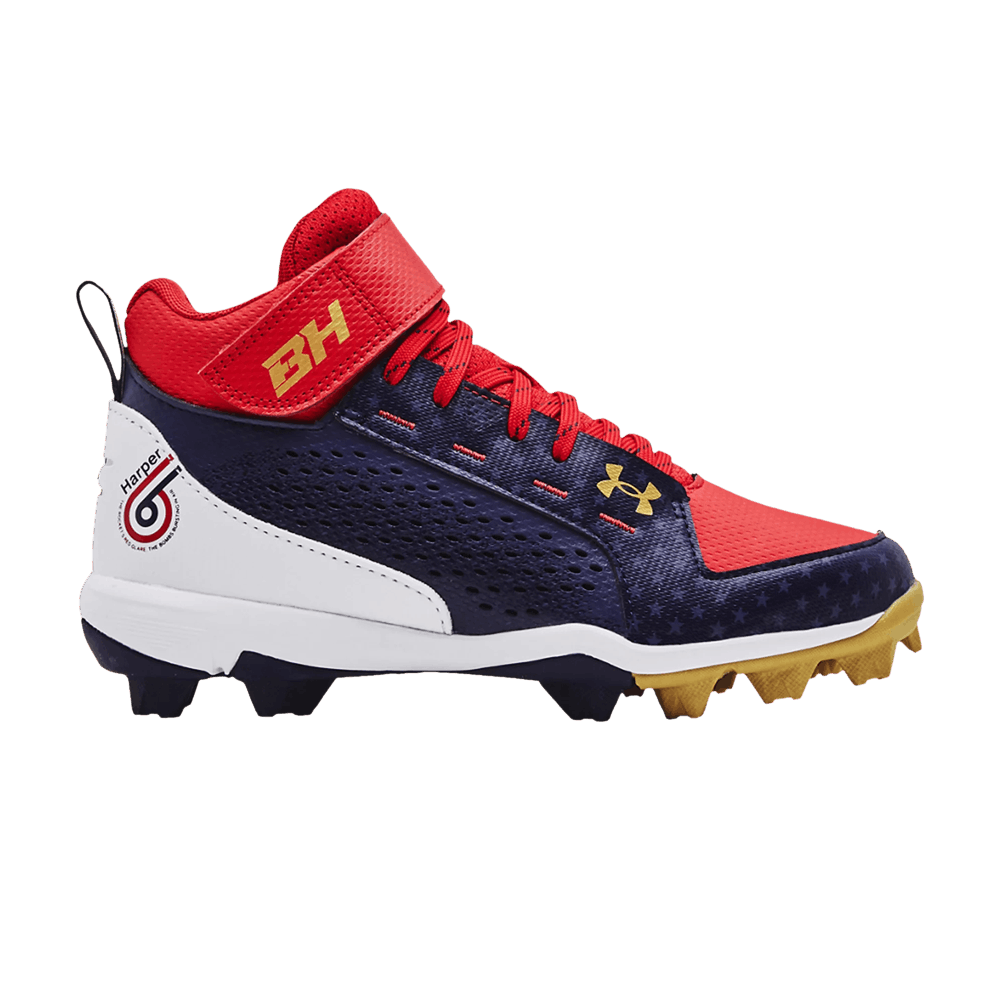 (Grade School) Under Armour Harper 6 Mid RM LE 'White Midnight Navy' 3024326-100