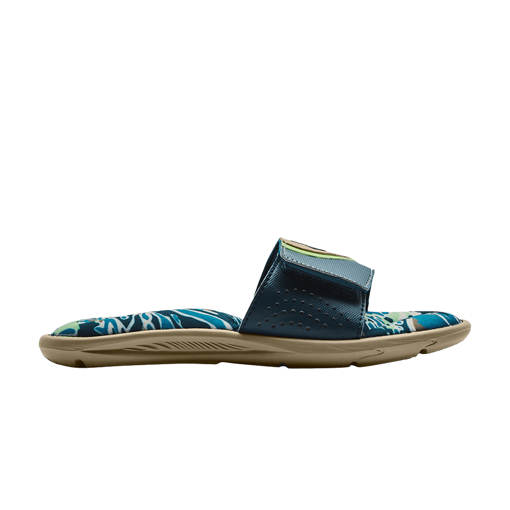 (Grade School) Under Armour Ignite 6 Graphic Footbed Slide 'Khaki Base Deep Sea' 3023784-200
