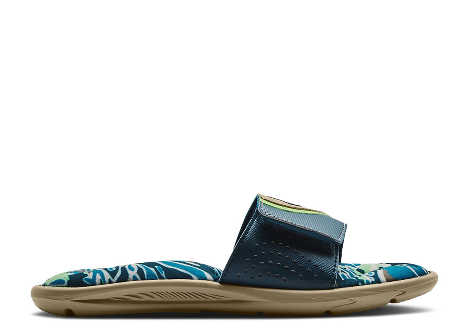 (Grade School) Under Armour Ignite 6 Graphic Footbed Slide 'Khaki Base Deep Sea' 3023784-200