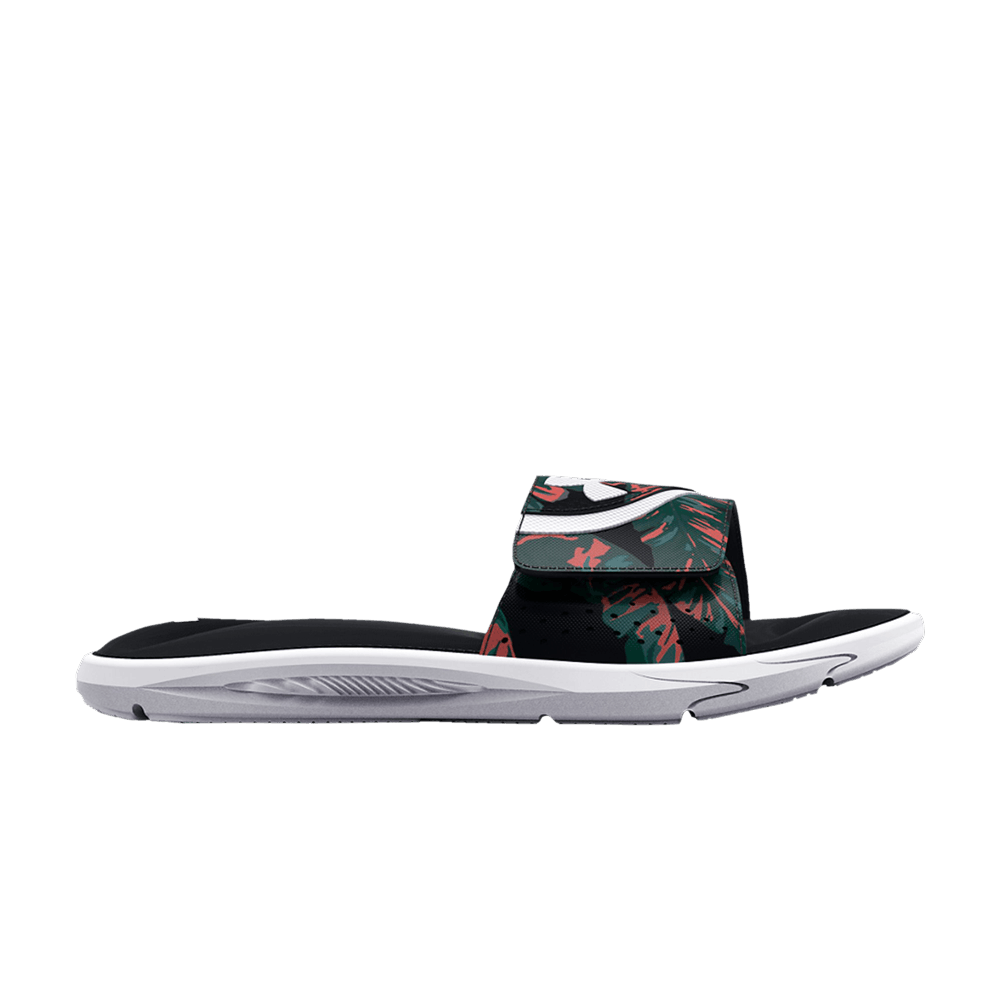 (Grade School) Under Armour Ignite 6 Graphic Strap Slide 'Black Batik' 3025714-001