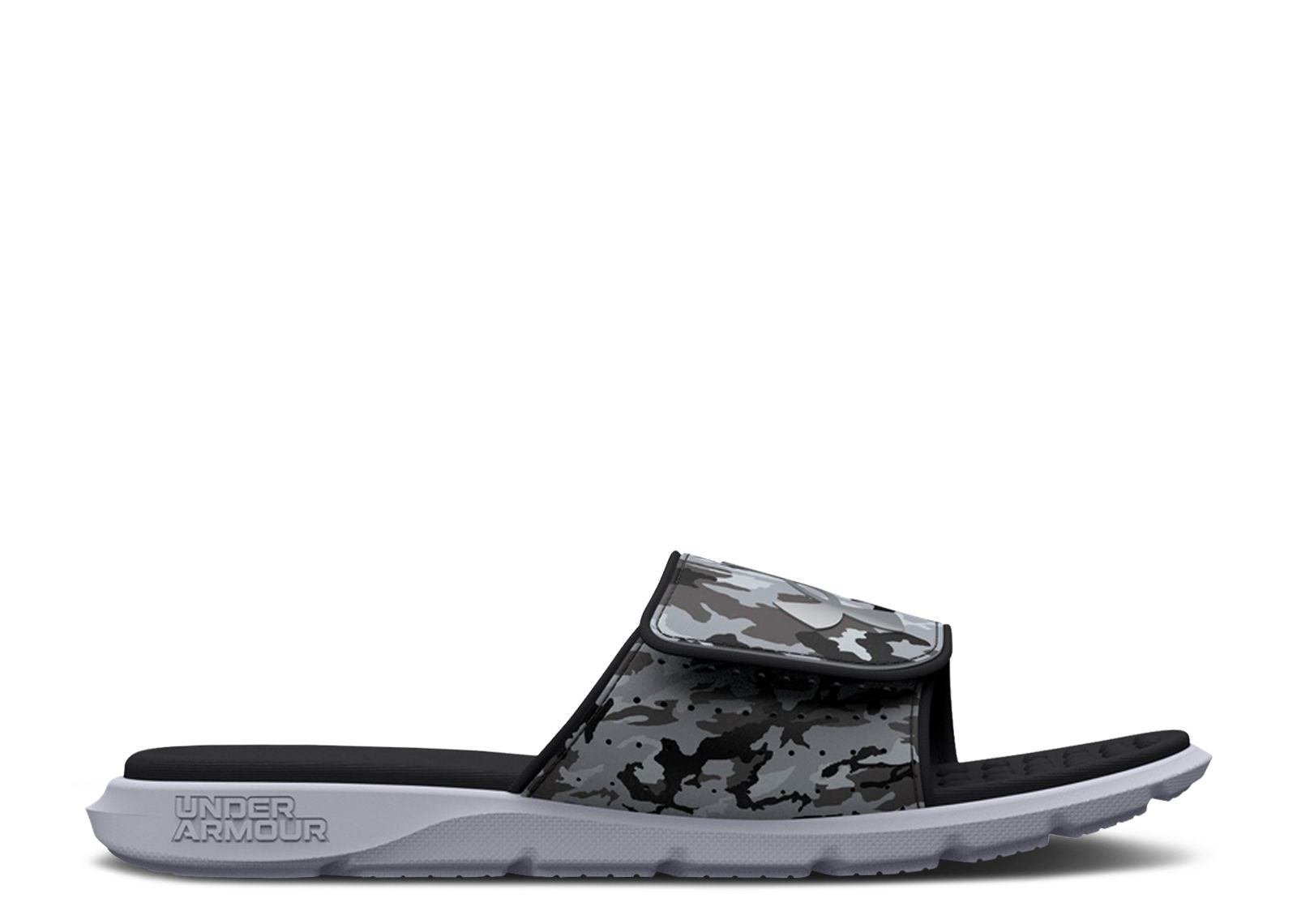 (Grade School) Under Armour Ignite 7 Graphic Strap Slide 'Mod Grey Camo' 3026037-100