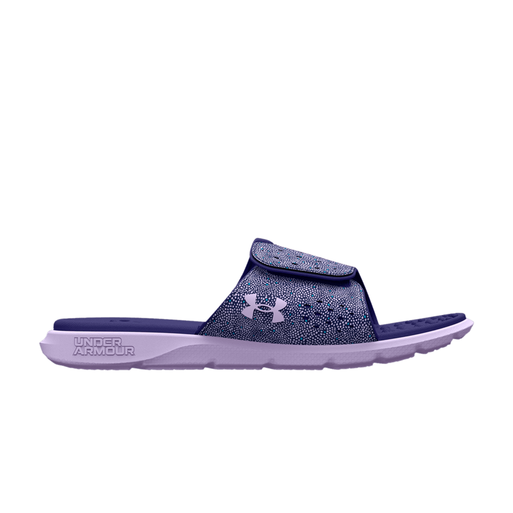 (Grade School) Under Armour Ignite Pro Graphic Strap Slide 'Nebula Purple Dot Print' 3026040-400